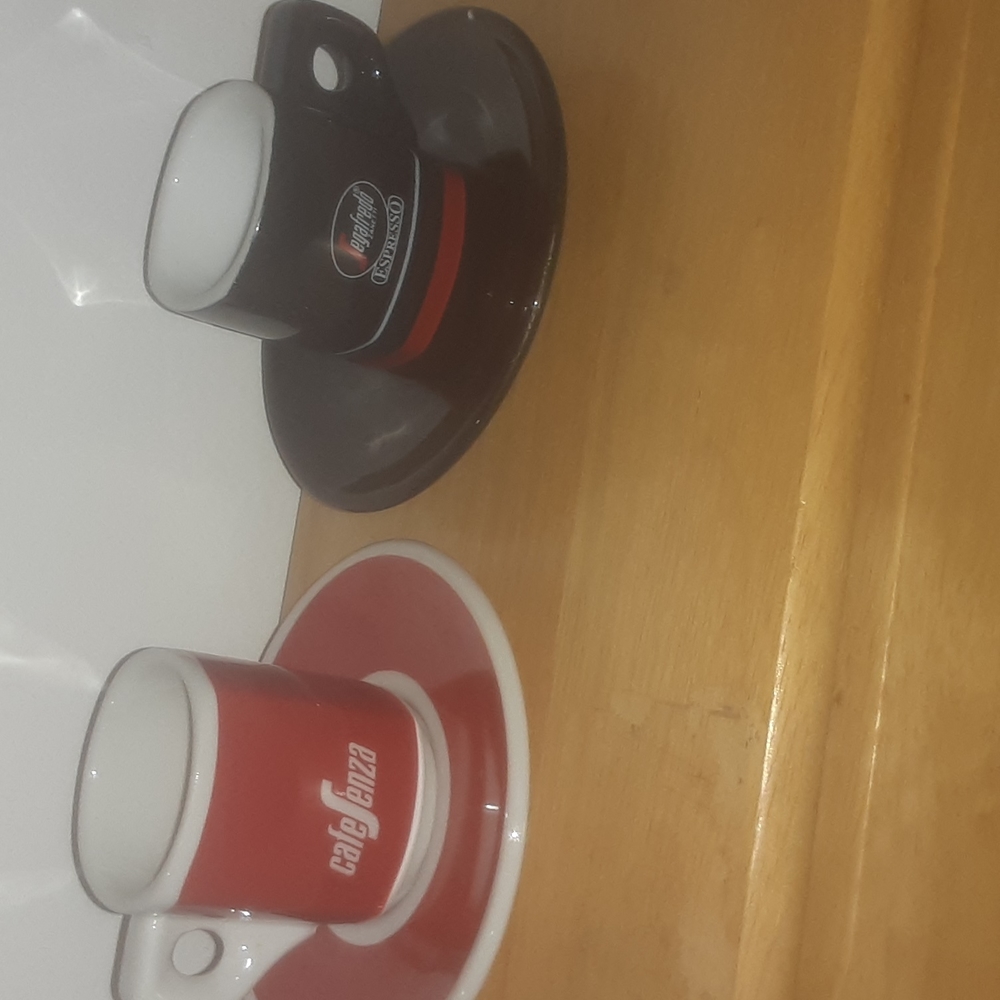 (SOLD)  Espresso coffee cup and plate sets made in Italy  New